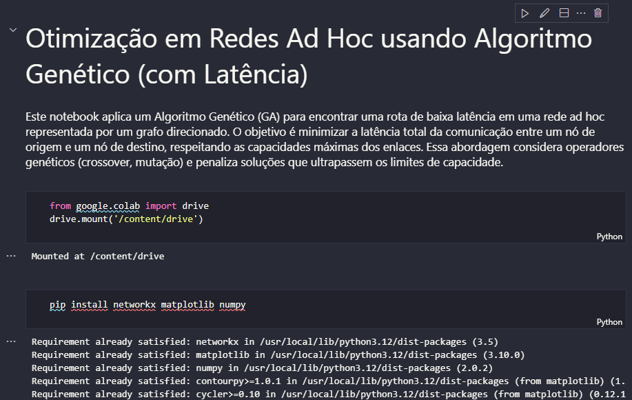 Visual do projeto GA Multipath Routing